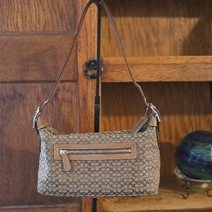 Coach Vintage Brown and Tan Signature C Jaquard Canvas Fabric Shoulder Bag Y2K